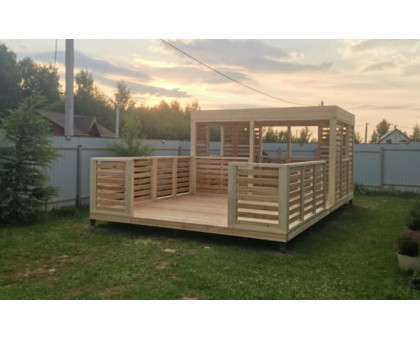 Беседка для дачи "Хай тек" в городском округе Истра с плоской крышей